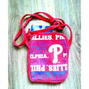 MLB Philadelphia Phillies  Side Pouch Wordmark Small Purse Red Zipper New Logo